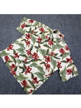 Pau Hana Hawaii Aloha Shirt Mens 2XL White Floral Cotton Viscose Hawaiian